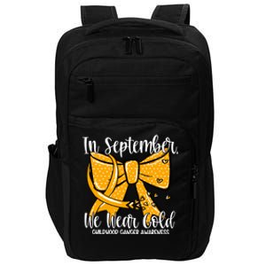 Coquette We Wear Gold Ribbon Hood Cancer Awareness Cute Gift Impact Tech Backpack