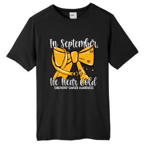 Coquette We Wear Gold Ribbon Hood Cancer Awareness Cute Gift Tall Fusion ChromaSoft Performance T-Shirt