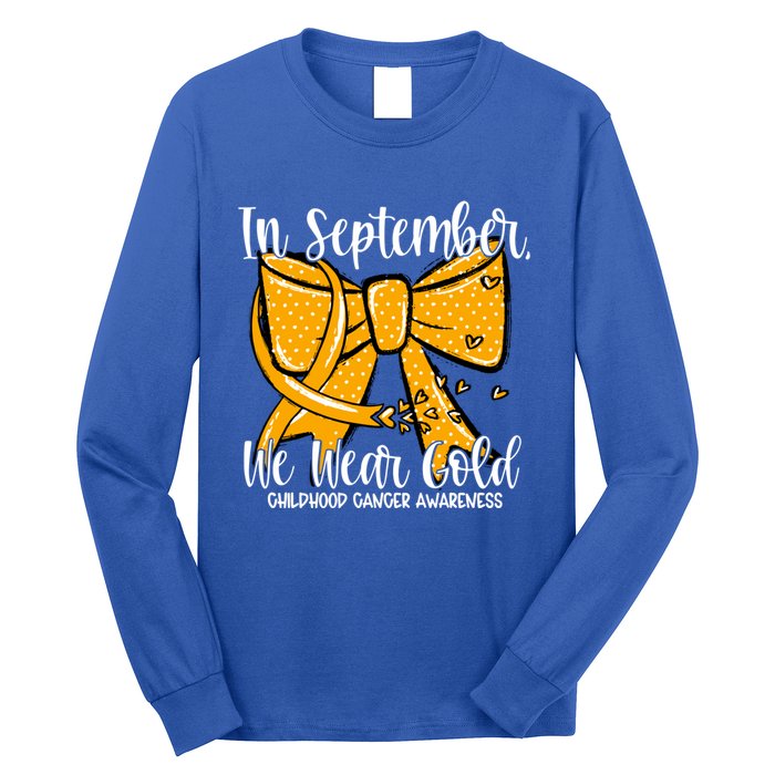 Coquette We Wear Gold Ribbon Hood Cancer Awareness Cute Gift Long Sleeve Shirt