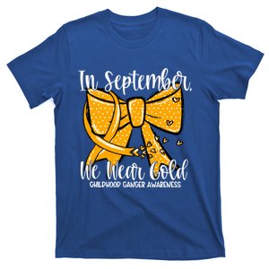 Coquette We Wear Gold Ribbon Hood Cancer Awareness Cute Gift T-Shirt