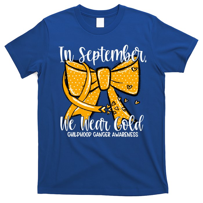 Coquette We Wear Gold Ribbon Hood Cancer Awareness Cute Gift T-Shirt