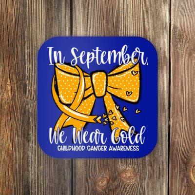 Coquette We Wear Gold Ribbon Hood Cancer Awareness Cute Gift Coaster