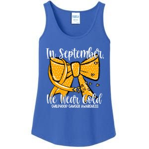 Coquette We Wear Gold Ribbon Hood Cancer Awareness Cute Gift Ladies Essential Tank