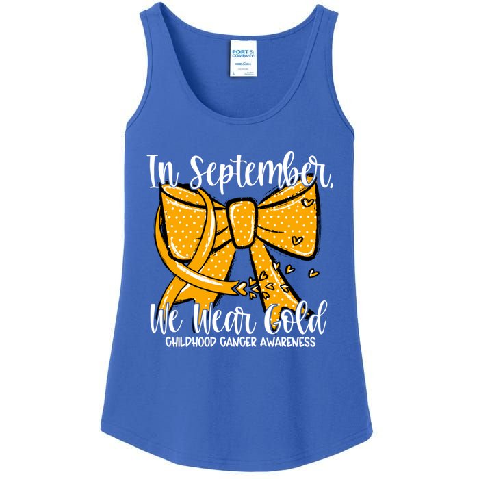 Coquette We Wear Gold Ribbon Hood Cancer Awareness Cute Gift Ladies Essential Tank