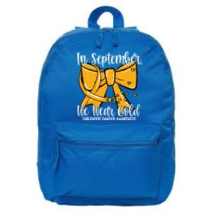 Coquette We Wear Gold Ribbon Hood Cancer Awareness Cute Gift 16 in Basic Backpack