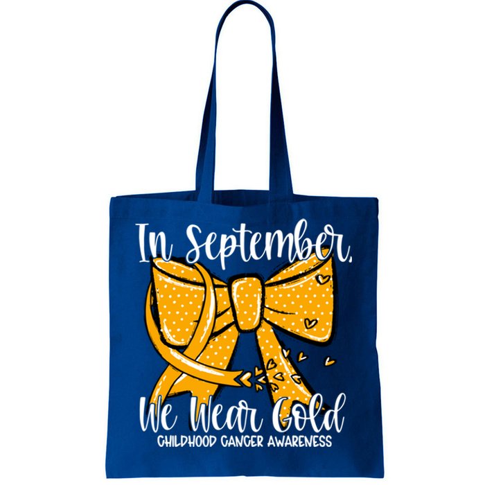 Coquette We Wear Gold Ribbon Hood Cancer Awareness Cute Gift Tote Bag