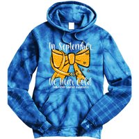 Coquette We Wear Gold Ribbon Hood Cancer Awareness Cute Gift Tie Dye Hoodie