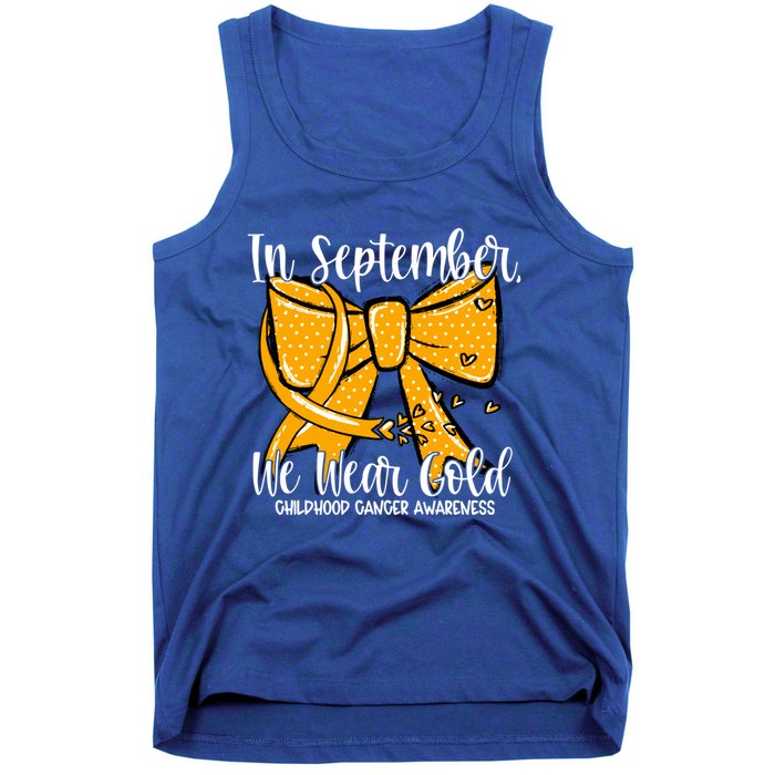 Coquette We Wear Gold Ribbon Hood Cancer Awareness Cute Gift Tank Top