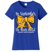 Coquette We Wear Gold Ribbon Hood Cancer Awareness Cute Gift Women's T-Shirt