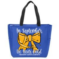 Coquette We Wear Gold Ribbon Hood Cancer Awareness Cute Gift Zip Tote Bag