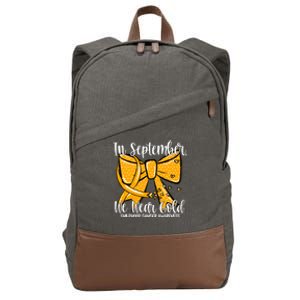 Coquette We Wear Gold Ribbon Hood Cancer Awareness Cute Gift Cotton Canvas Backpack