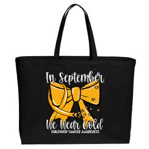 Coquette We Wear Gold Ribbon Hood Cancer Awareness Cute Gift Cotton Canvas Jumbo Tote