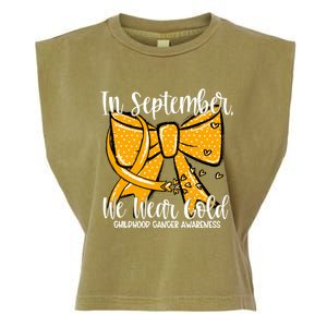 Coquette We Wear Gold Ribbon Hood Cancer Awareness Cute Gift Garment-Dyed Women's Muscle Tee