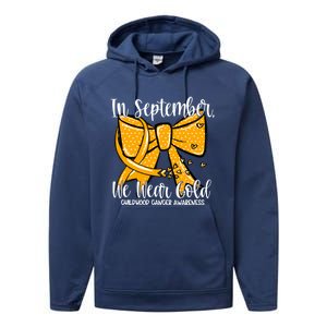 Coquette We Wear Gold Ribbon Hood Cancer Awareness Cute Gift Performance Fleece Hoodie