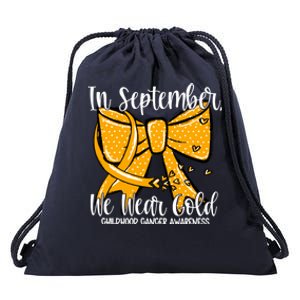 Coquette We Wear Gold Ribbon Hood Cancer Awareness Cute Gift Drawstring Bag