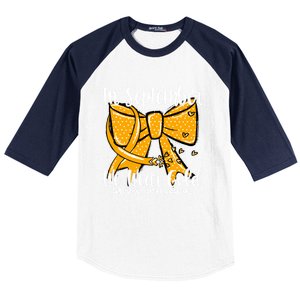 Coquette We Wear Gold Ribbon Hood Cancer Awareness Cute Gift Baseball Sleeve Shirt