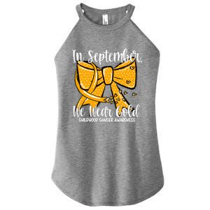 Coquette We Wear Gold Ribbon Hood Cancer Awareness Cute Gift Women's Perfect Tri Rocker Tank