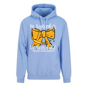 Coquette We Wear Gold Ribbon Hood Cancer Awareness Cute Gift Unisex Surf Hoodie