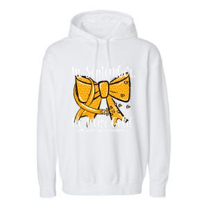 Coquette We Wear Gold Ribbon Hood Cancer Awareness Cute Gift Garment-Dyed Fleece Hoodie