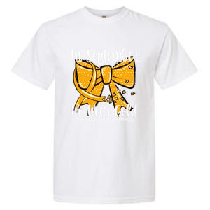 Coquette We Wear Gold Ribbon Hood Cancer Awareness Cute Gift Garment-Dyed Heavyweight T-Shirt