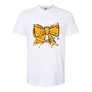 Coquette We Wear Gold Ribbon Hood Cancer Awareness Cute Gift Softstyle CVC T-Shirt