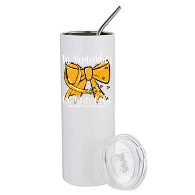 Coquette We Wear Gold Ribbon Hood Cancer Awareness Cute Gift Stainless Steel Tumbler