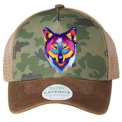 Colorful Wolf Wild Animal Legacy Tie Dye Trucker Hat