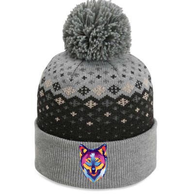 Colorful Wolf Wild Animal The Baniff Cuffed Pom Beanie