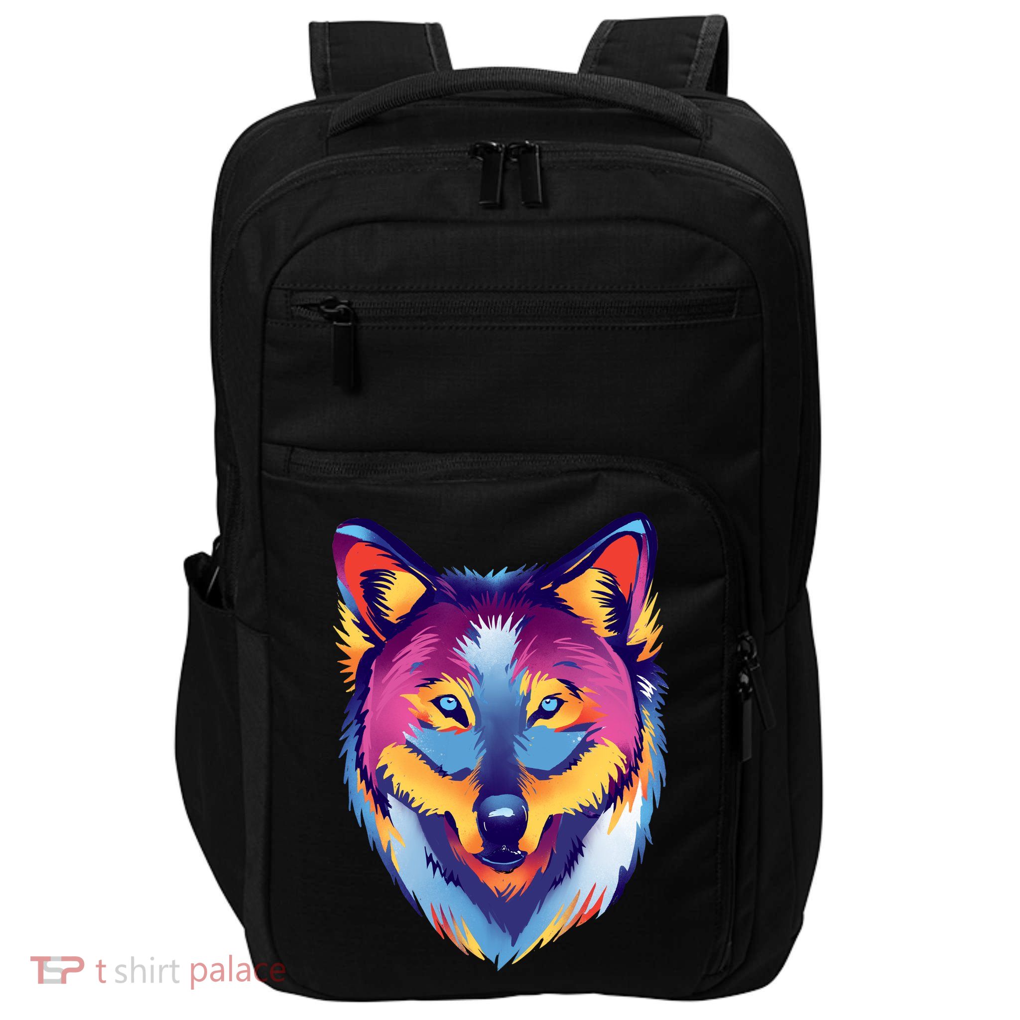 Colorful Wolf Wild Animal Impact Tech Backpack