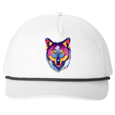 Colorful Wolf Wild Animal Snapback Five-Panel Rope Hat