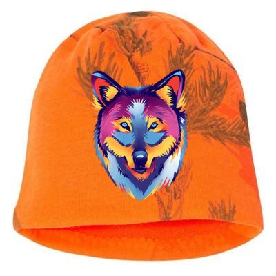 Colorful Wolf Wild Animal Kati - Camo Knit Beanie