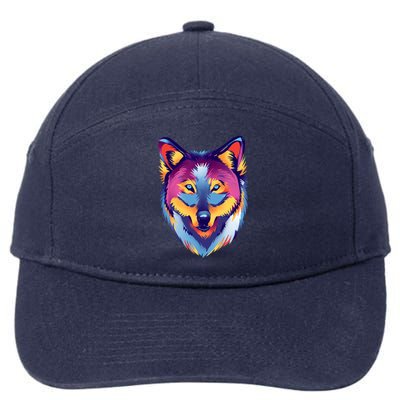 Colorful Wolf Wild Animal 7-Panel Snapback Hat