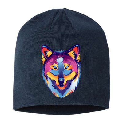 Colorful Wolf Wild Animal Sustainable Beanie