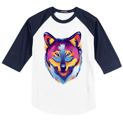 Colorful Wolf Wild Animal Baseball Sleeve Shirt