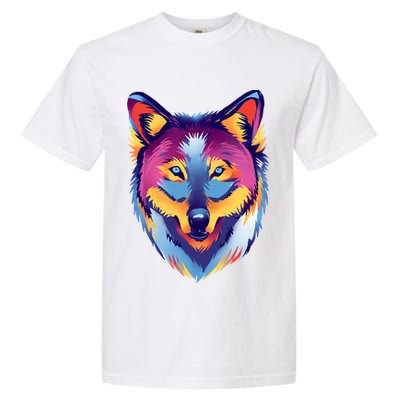Colorful Wolf Wild Animal Garment-Dyed Heavyweight T-Shirt
