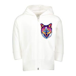 Colorful Wolf Wild Animal Toddler Zip Fleece Hoodie