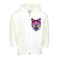 Colorful Wolf Wild Animal Toddler Zip Fleece Hoodie