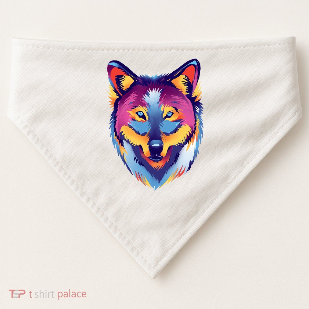 Colorful Wolf Wild Animal USA-Made Doggie Bandana