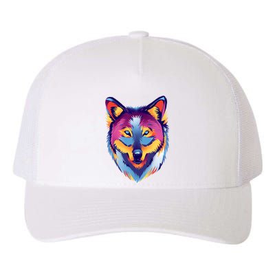 Colorful Wolf Wild Animal Yupoong Adult 5-Panel Trucker Hat