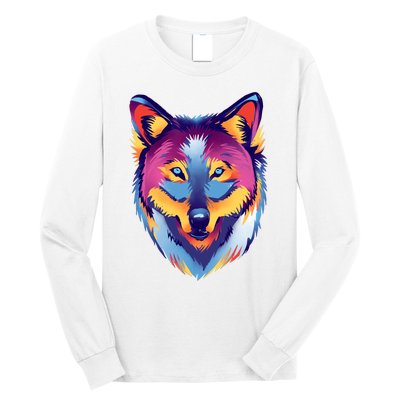 Colorful Wolf Wild Animal Long Sleeve Shirt