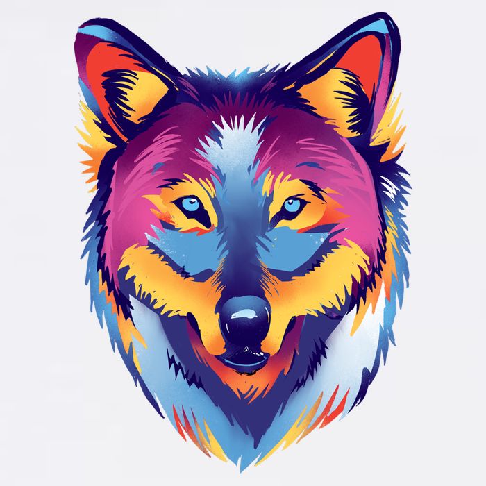 Colorful Wolf Wild Animal Apron