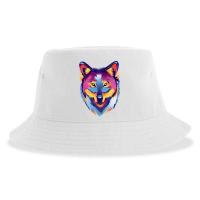 Colorful Wolf Wild Animal Sustainable Bucket Hat