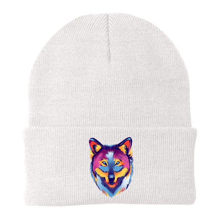 Colorful Wolf Wild Animal Knit Cap Winter Beanie