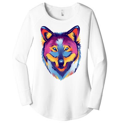 Colorful Wolf Wild Animal Women's Perfect Tri Tunic Long Sleeve Shirt