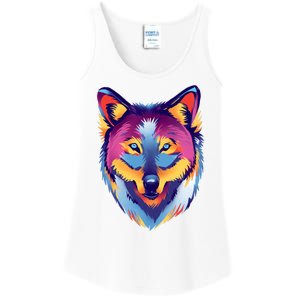 Colorful Wolf Wild Animal Ladies Essential Tank