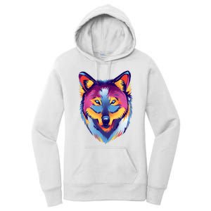 Colorful Wolf Wild Animal Women's Pullover Hoodie