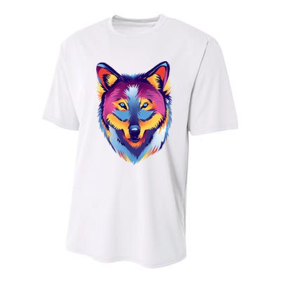 Colorful Wolf Wild Animal Youth Performance Sprint T-Shirt