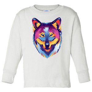 Colorful Wolf Wild Animal Toddler Long Sleeve Shirt