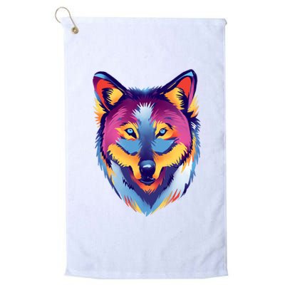 Colorful Wolf Wild Animal Platinum Collection Golf Towel