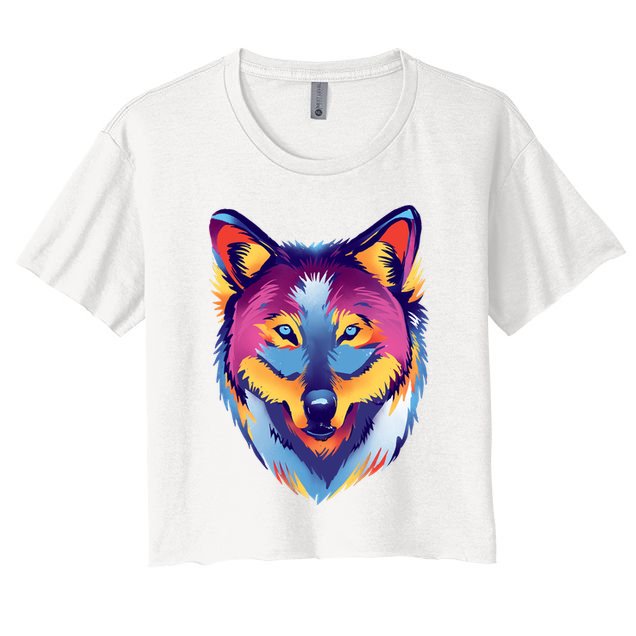 Colorful Wolf Wild Animal Crop Top